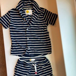 Mini Boden Boys 8y Terrycloth Shirt/Shorts set